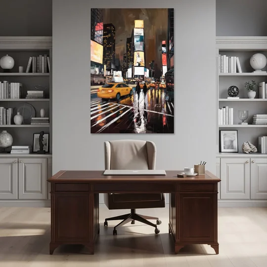 New York City Times Square in Motion Night - Canvas Wall Art - Office - 40x60