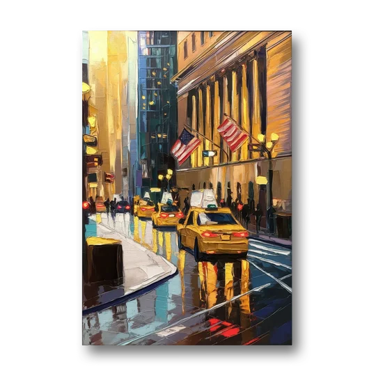 New York City Wall Street Vibes Flags - Canvas Wall Art - Front