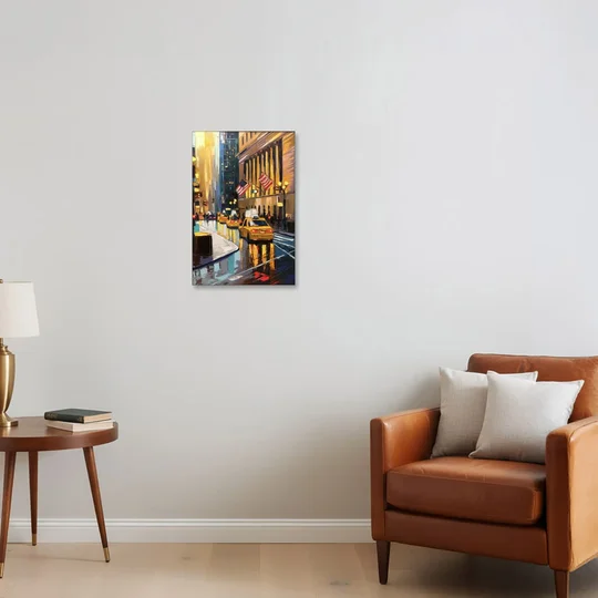 New York City Wall Street Vibes Flags - Canvas Wall Art - Sofa - 16x24