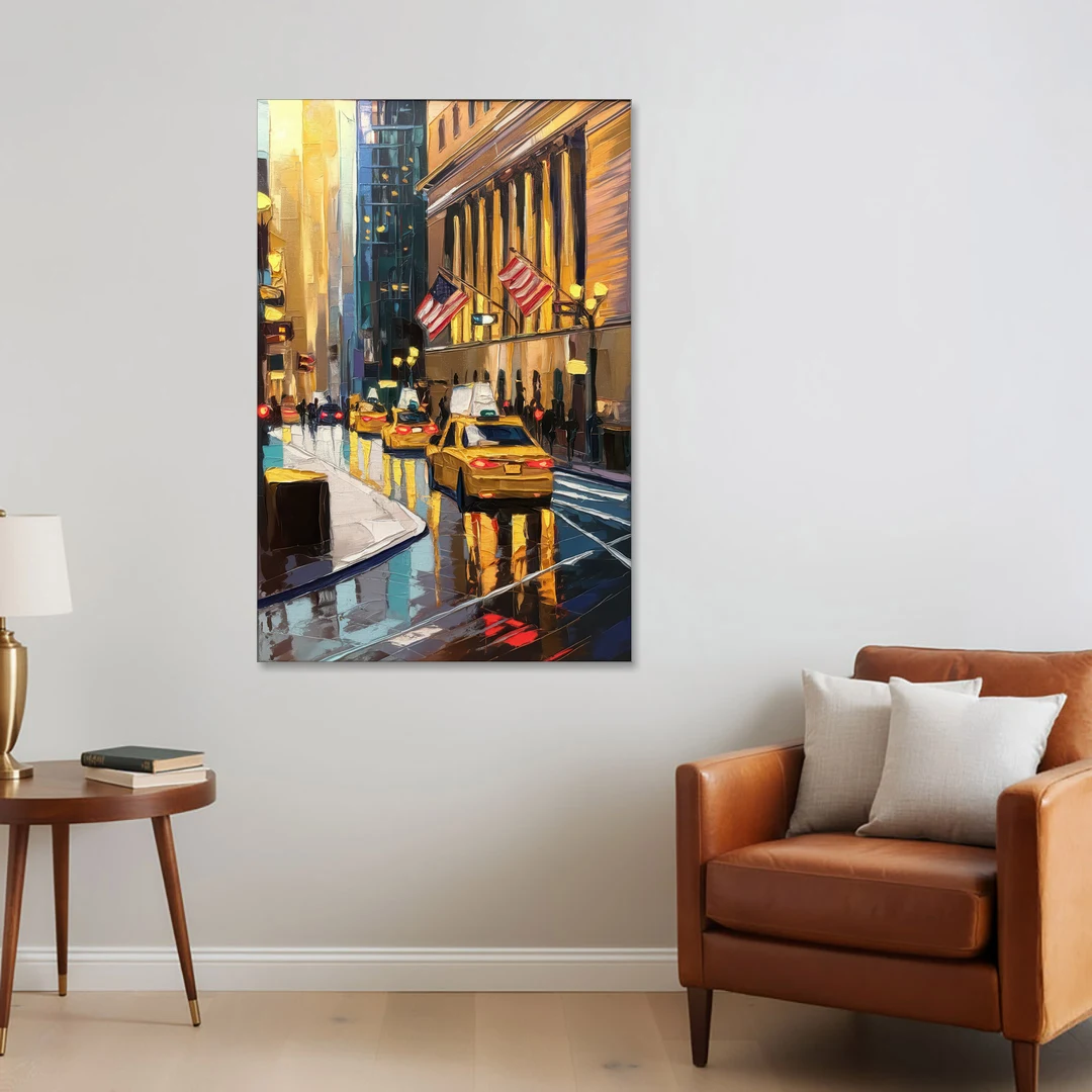 New York City Wall Street Vibes Flags - Canvas Wall Art - Sofa - 32x48