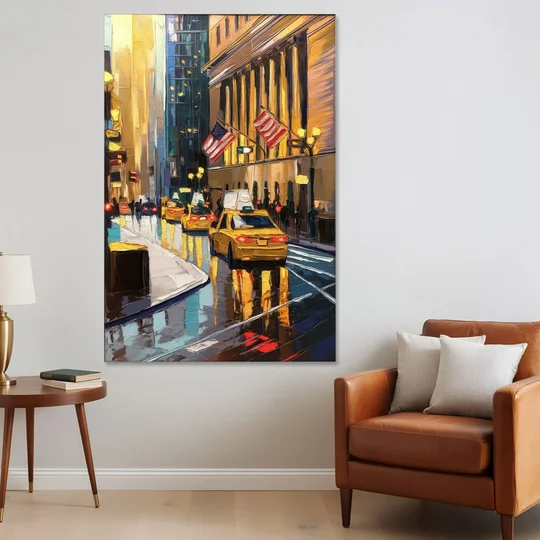 New York City Wall Street Vibes Flags - Canvas Wall Art - Sofa - 40x60