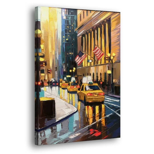 New York City Wall Street Vibes Flags - Canvas Wall Art - Side