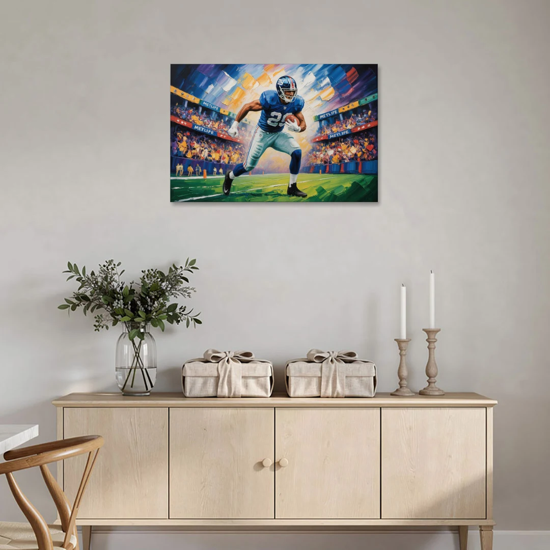 New York Giants Dynamic Impressionistic Action Art - Canvas Wall Art - Coffee Table - 36x24