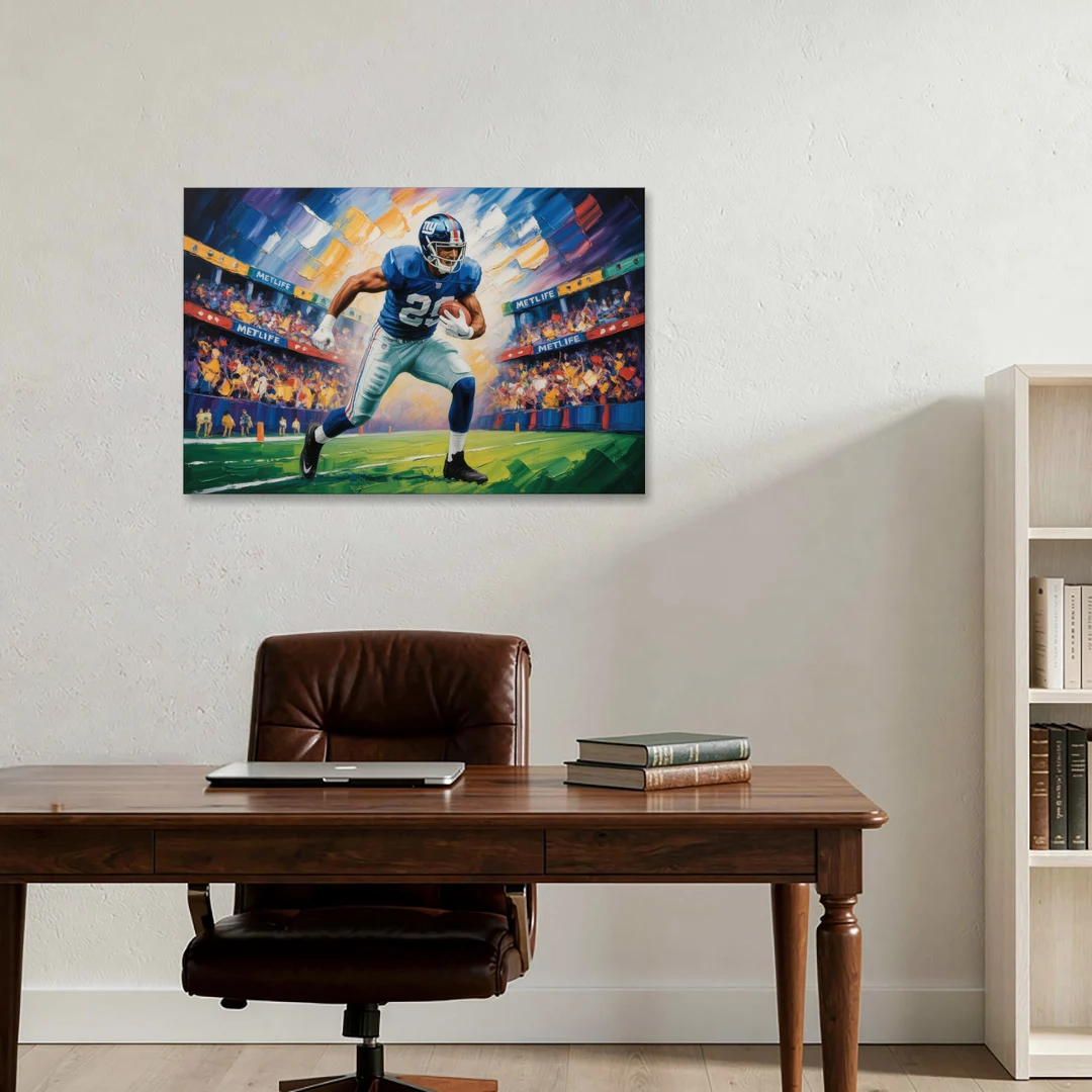New York Giants Dynamic Impressionistic Action Art - Canvas Wall Art - Office - 36x24