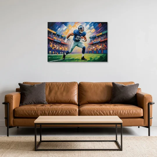 New York Giants Dynamic Impressionistic Action Art - Canvas Wall Art - Sofa - 36x24