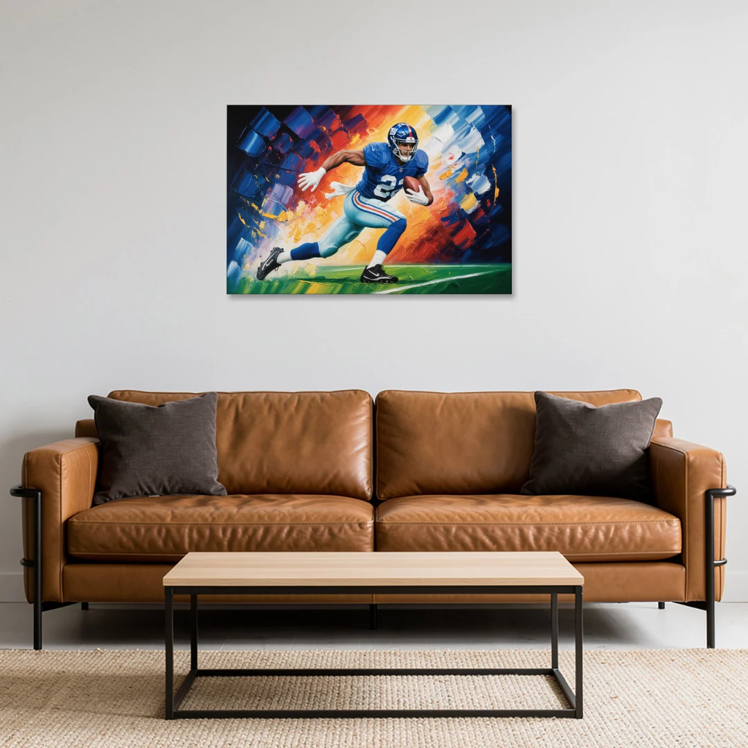 New York Giants Impressionistic Football Action Art - Canvas Wall Art - Sofa - 36x24