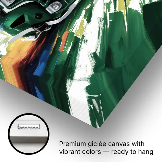 New York Jets Energetic Impressionist Football Helmet Artwork - Canvas Wall Art - Gallery Wrap Corner