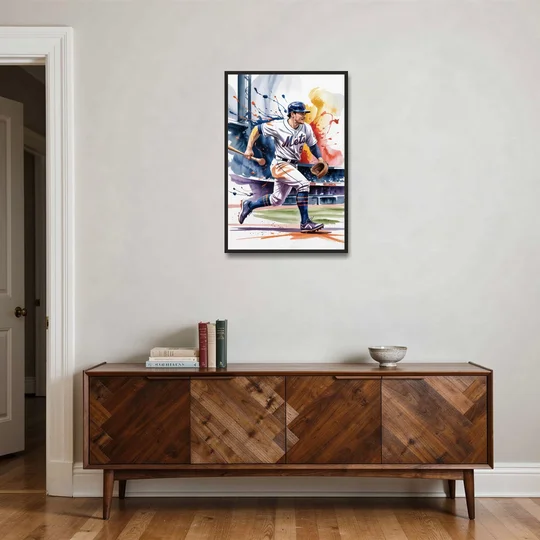 New York Mets Championship Game - Black Framed Canvas Wall Art - Coffee Table - 24x36