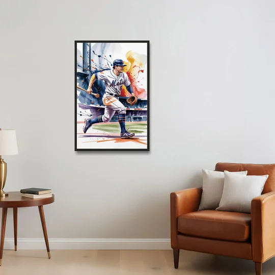 New York Mets Championship Game - Black Framed Canvas Wall Art - Sofa - 24x36