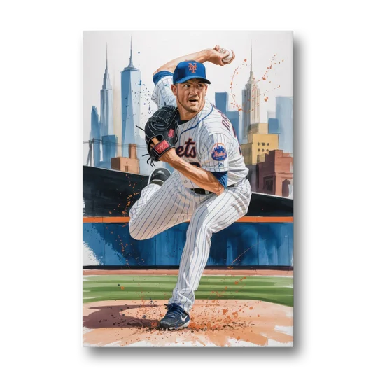 New York Mets Pitcher Windup - Canvas Wall Art - Front