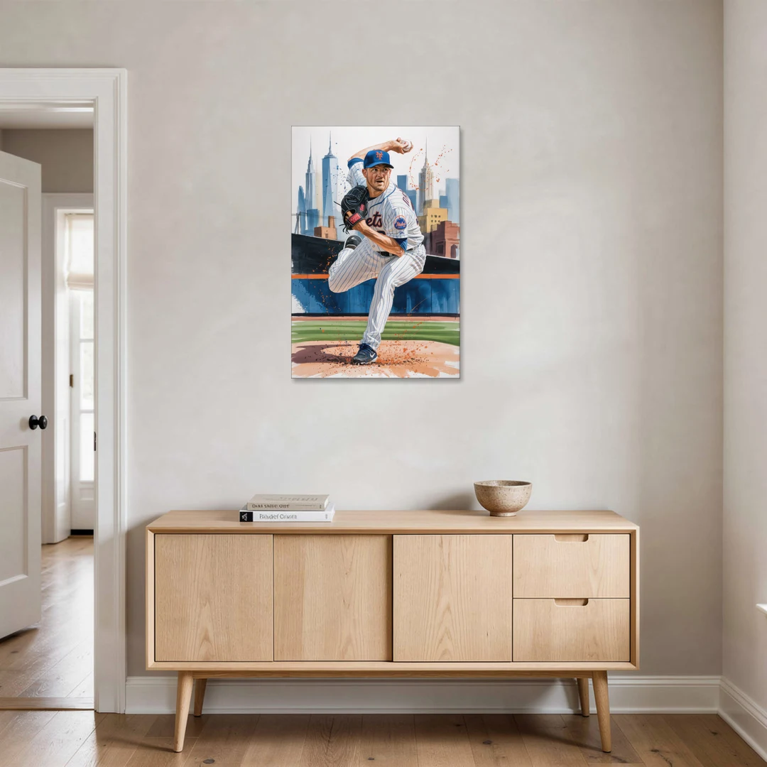 New York Mets Pitcher Windup - Canvas Wall Art - Coffee Table - 24x36
