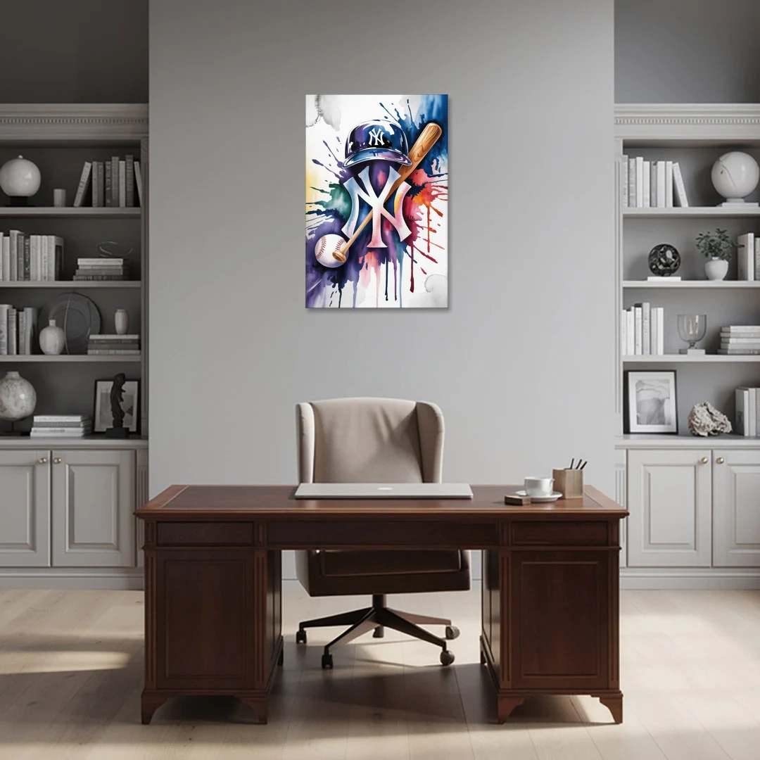 New York Yankees Emblem - Canvas Wall Art - Office - 24x36