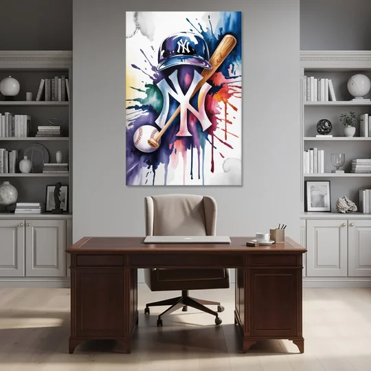 New York Yankees Emblem - Canvas Wall Art - Office - 40x60