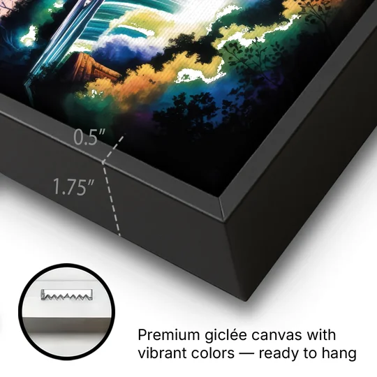 Niagara Falls at Night - Black Framed Canvas Wall Art - Gallery Wrap Corner