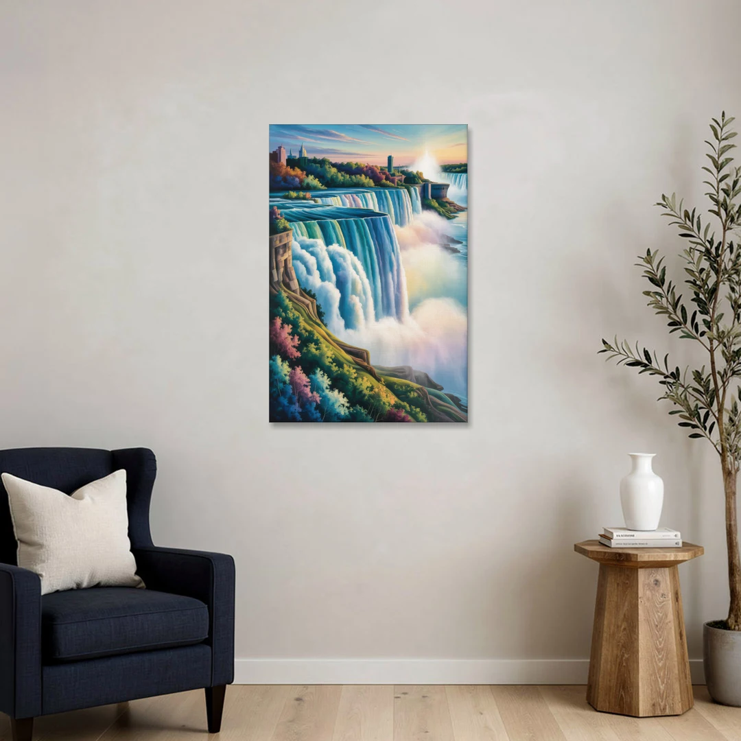 Niagara Falls Color Burst - Canvas Wall Art - Sofa - 24x36