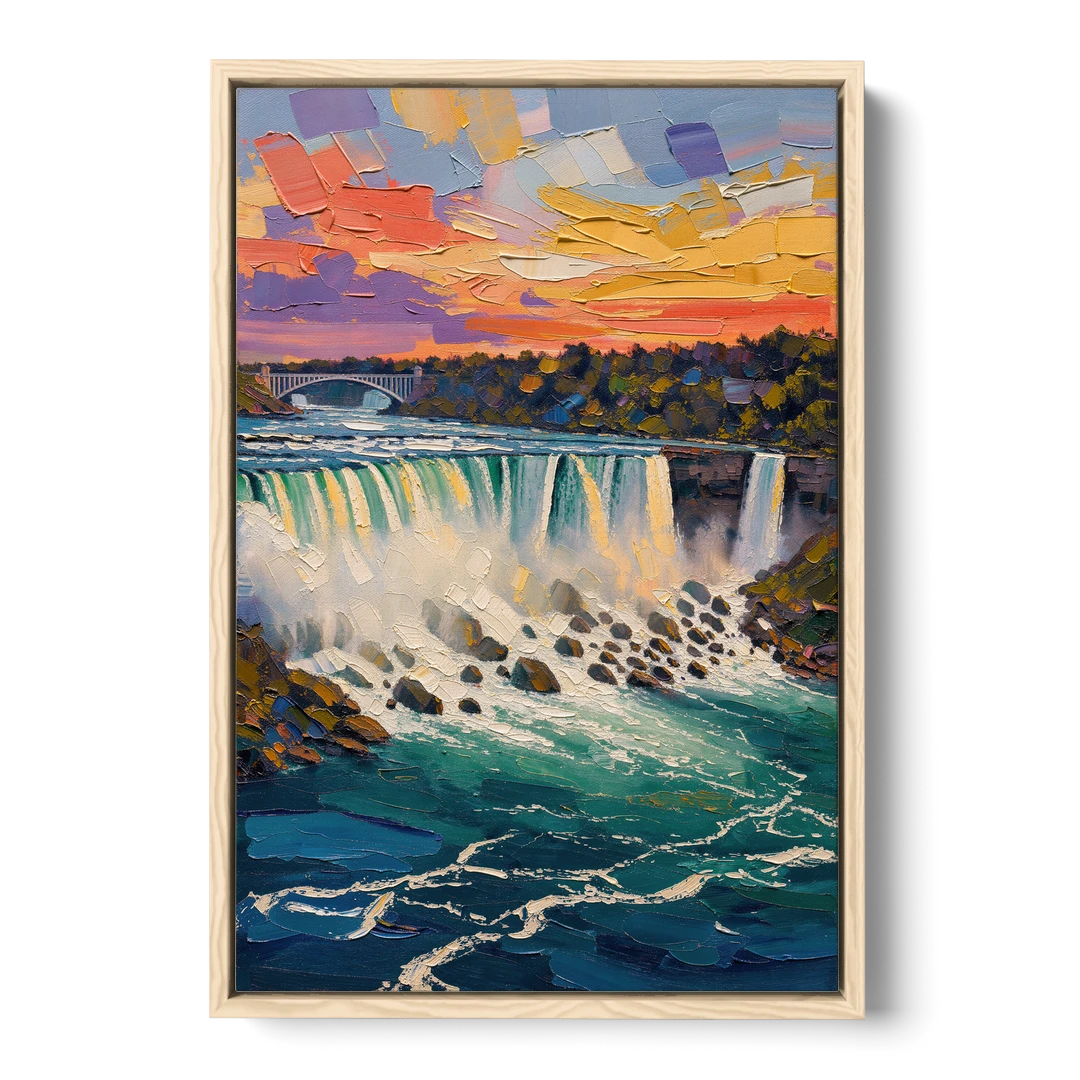 Niagara Falls Summer View - Oak Framed Canvas Wall Art - Front