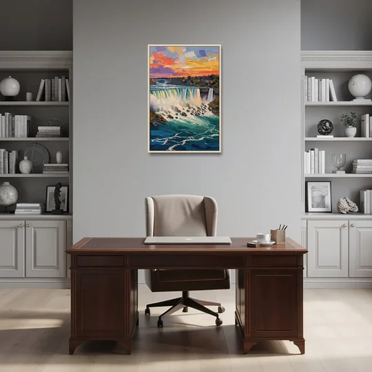 Niagara Falls Summer View - Oak Framed Canvas Wall Art - Office - 24x36