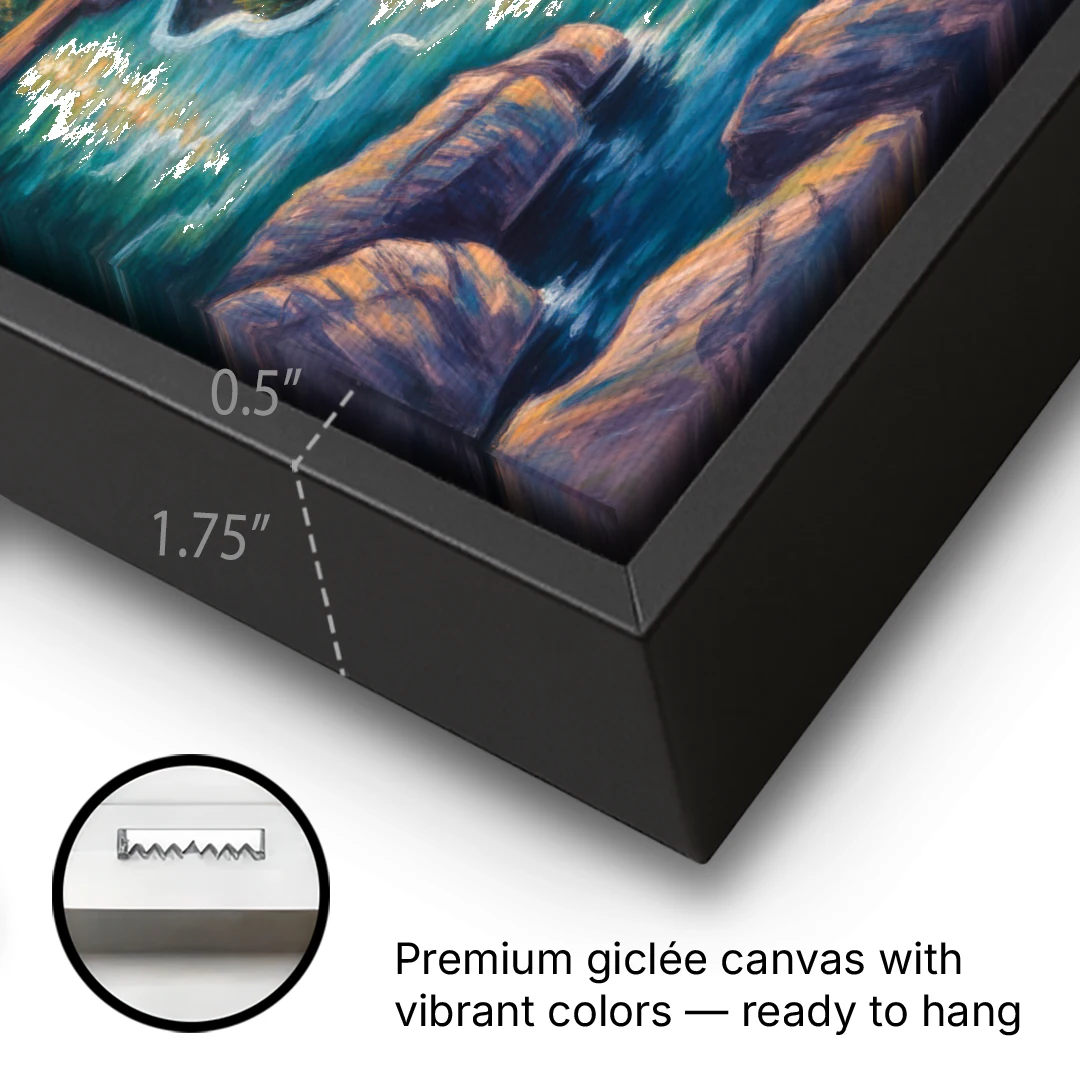 Niagara Falls Water Mist - Black Framed Canvas Wall Art - Gallery Wrap Corner
