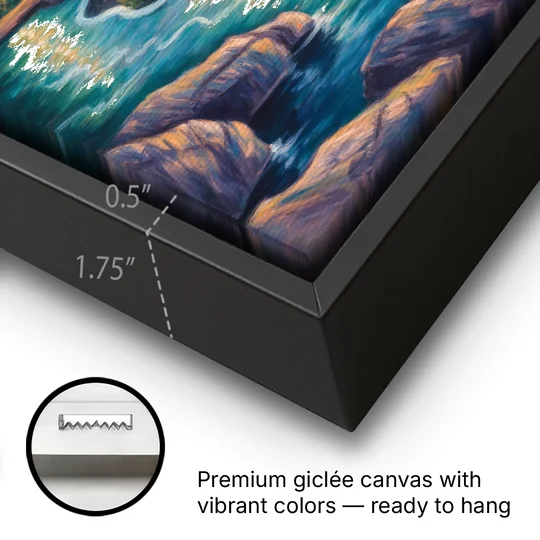 Niagara Falls Water Mist - Black Framed Canvas Wall Art - Gallery Wrap Corner