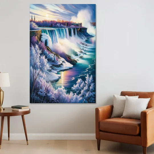 Niagara Falls Winter Freeze - Canvas Wall Art - Sofa - 40x60