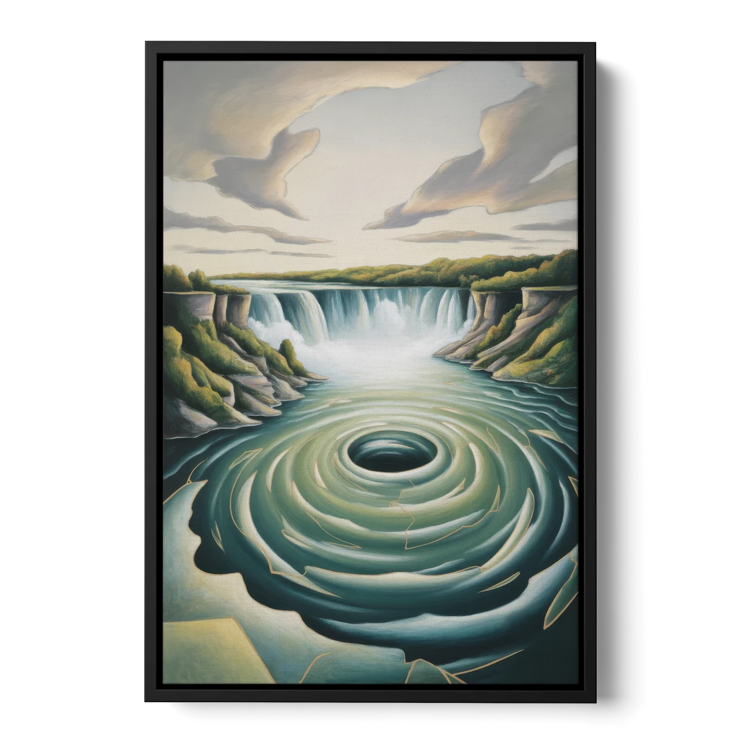 Niagara Whirlpool Aerial - Black Framed Canvas Wall Art - Front