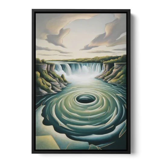 Niagara Whirlpool Aerial - Black Framed Canvas Wall Art - Front