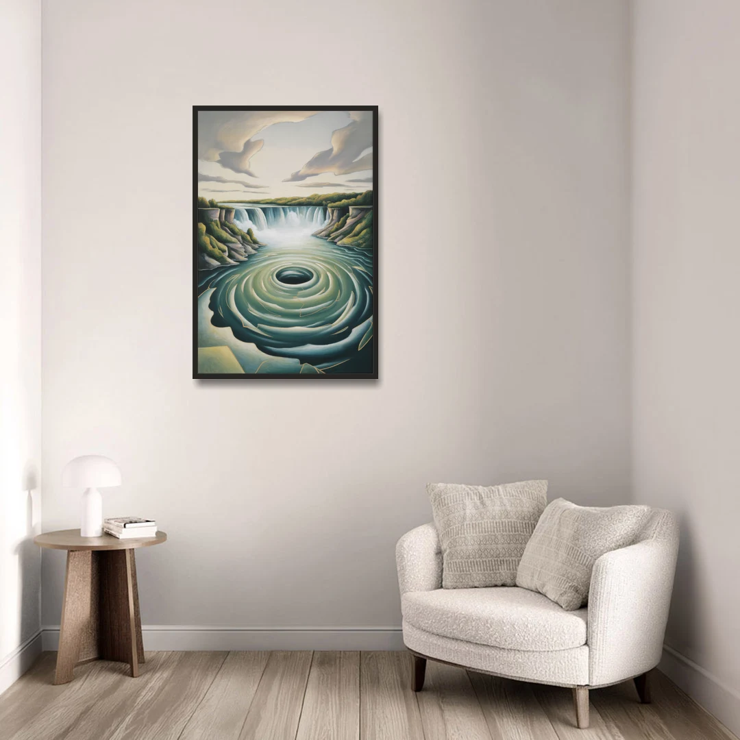 Niagara Whirlpool Aerial - Black Framed Canvas Wall Art - Sofa - 24x36