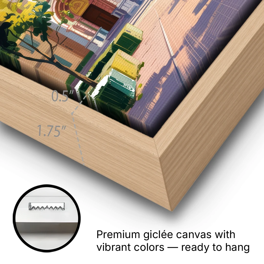 Nice Cathedral - Oak Framed Canvas Wall Art - Gallery Wrap Corner