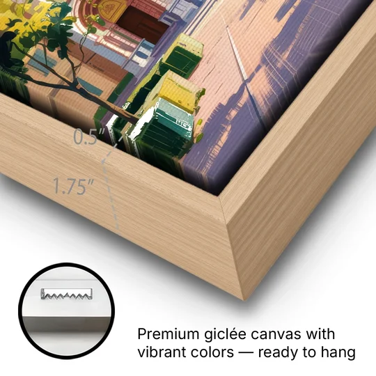 Nice Cathedral - Oak Framed Canvas Wall Art - Gallery Wrap Corner