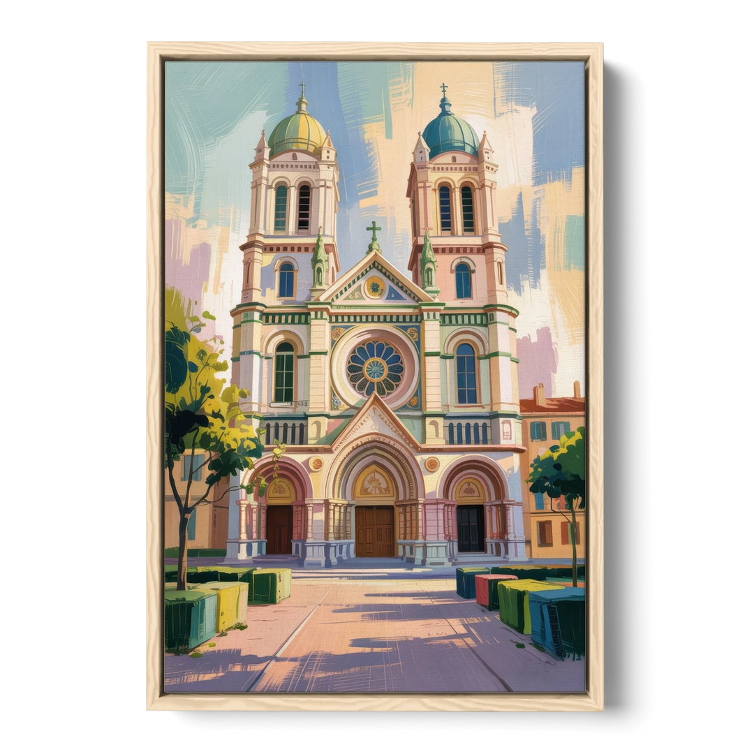 Nice Cathedral - Oak Framed Canvas Wall Art - Front
