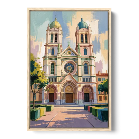 Nice Cathedral - Oak Framed Canvas Wall Art - Front