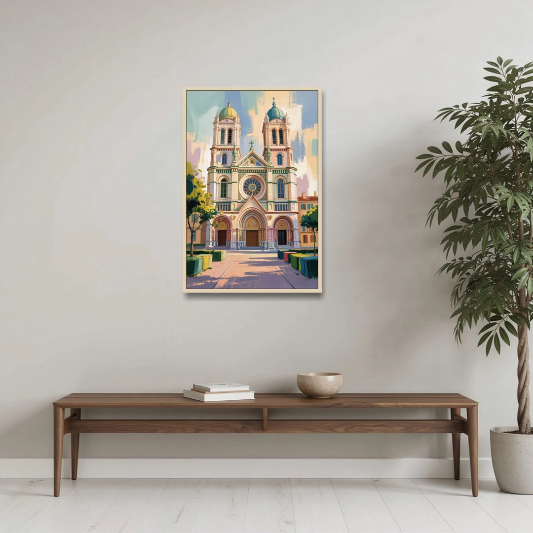Nice Cathedral - Oak Framed Canvas Wall Art - Coffee Table - 24x36