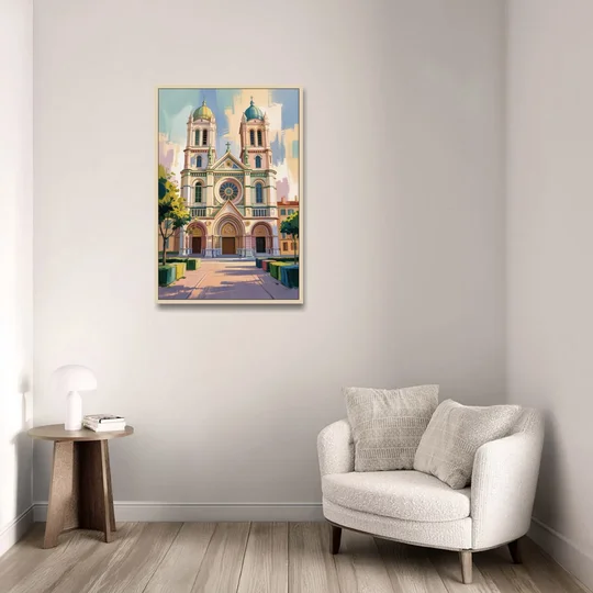Nice Cathedral - Oak Framed Canvas Wall Art - Sofa - 24x36