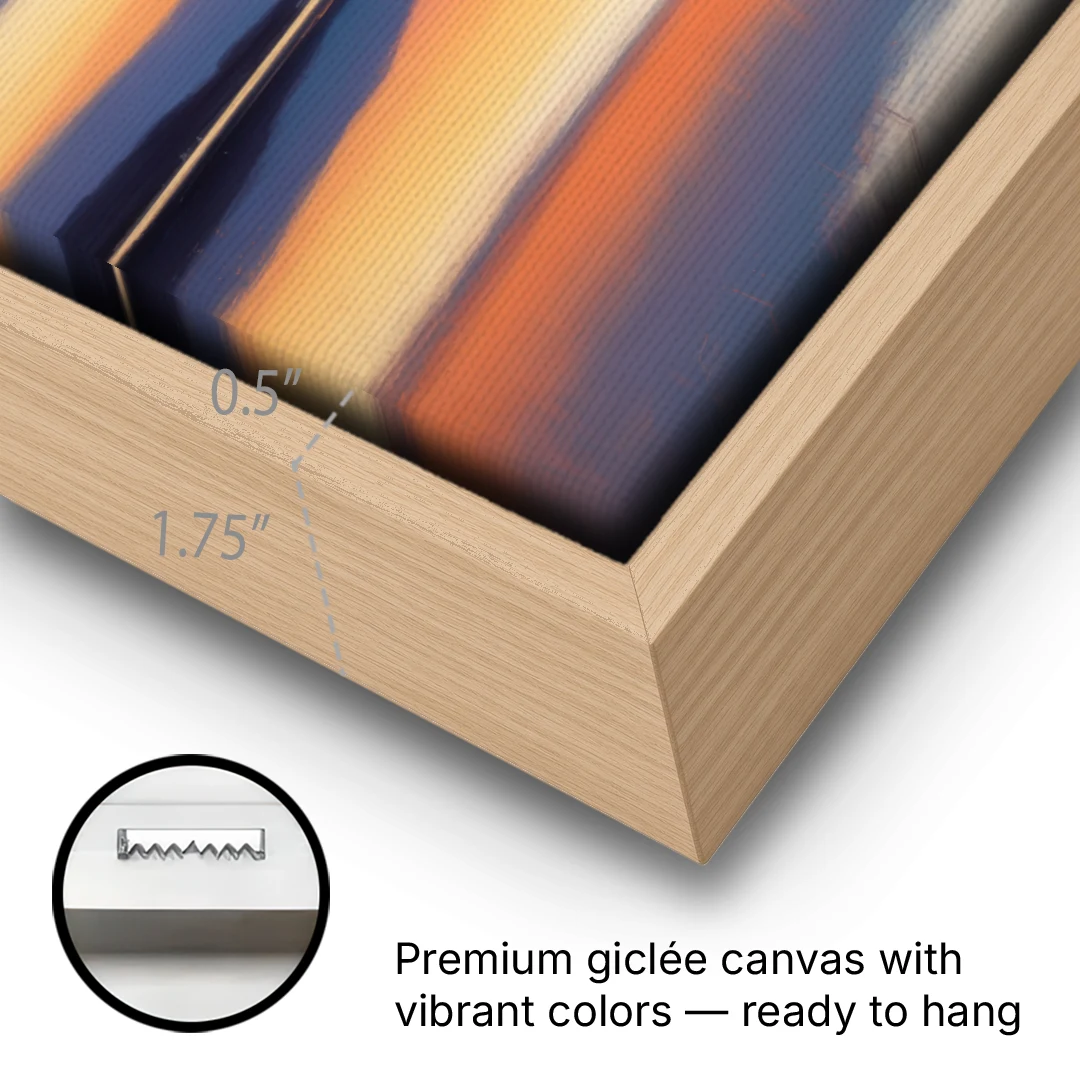 Nichupté Lagoon Sunset - Oak Framed Canvas Wall Art - Gallery Wrap Corner