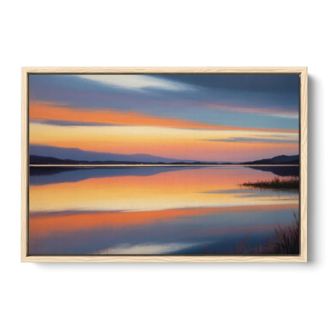 Nichupté Lagoon Sunset - Oak Framed Canvas Wall Art - Front