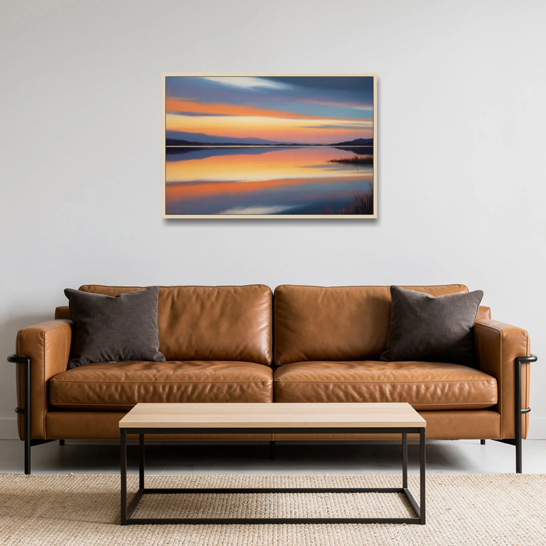 Nichupté Lagoon Sunset - Oak Framed Canvas Wall Art - Sofa - 36x24
