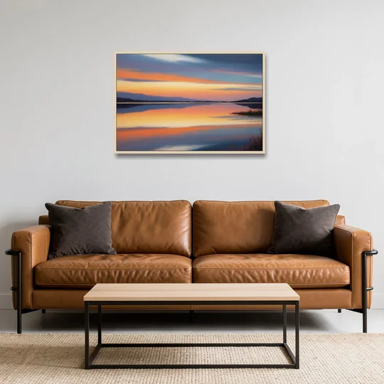 Nichupté Lagoon Sunset - Oak Framed Canvas Wall Art - Sofa - 36x24