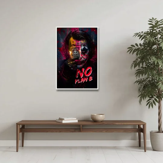 No Plan B - White Framed Canvas Wall Art - Coffee Table - 24x36