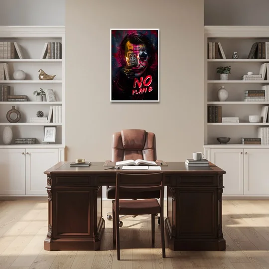 No Plan B - White Framed Canvas Wall Art - Office - 24x36