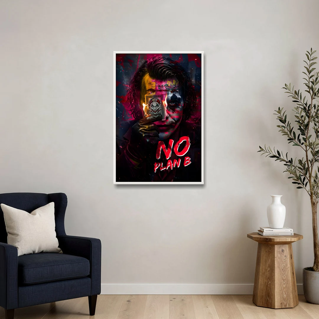 No Plan B - White Framed Canvas Wall Art - Sofa - 24x36