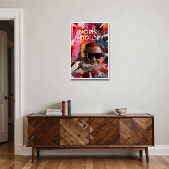 No Risk No Glory - White Framed Canvas Wall Art - Coffee Table - 24x36
