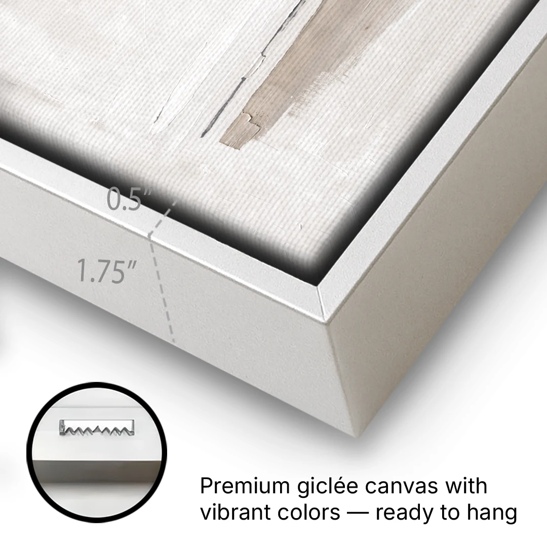 Nordic Wall Art Driftwood Band Under Sea Fog - White Framed Canvas Wall Art - Gallery Wrap Corner
