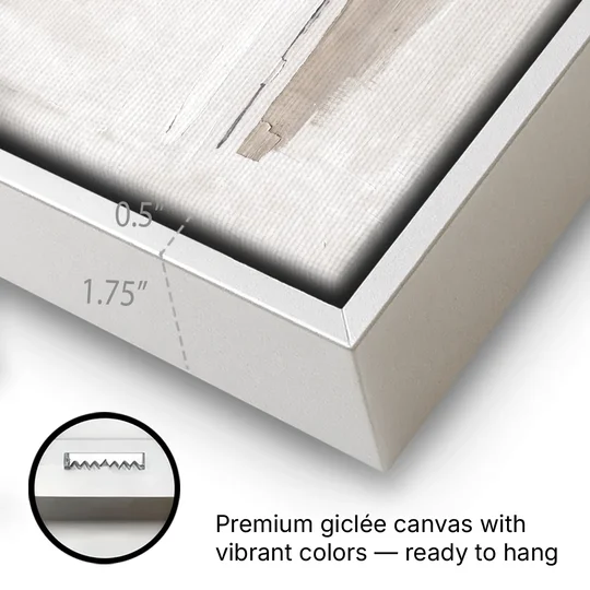 Nordic Wall Art Driftwood Band Under Sea Fog - White Framed Canvas Wall Art - Gallery Wrap Corner