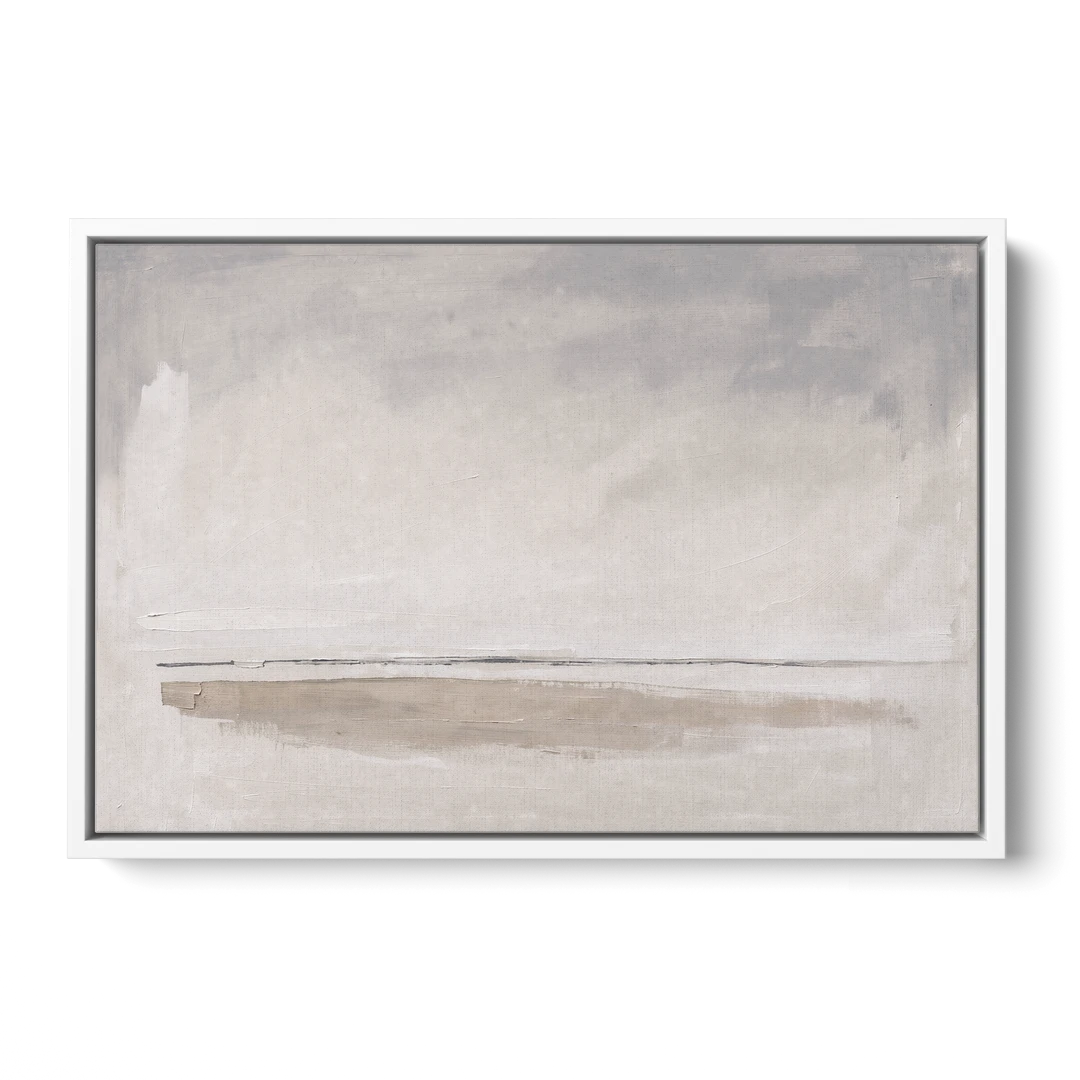 Nordic Wall Art Driftwood Band Under Sea Fog - White Framed Canvas Wall Art - Front