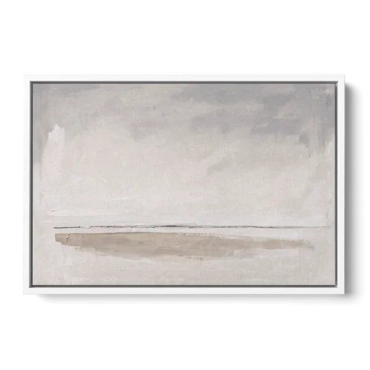 Nordic Wall Art Driftwood Band Under Sea Fog - White Framed Canvas Wall Art - Front