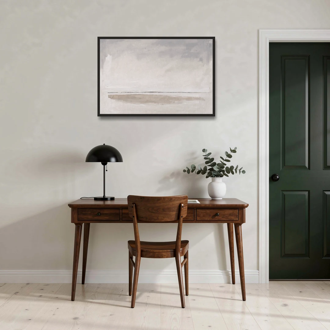 Nordic Wall Art Driftwood Band Under Sea Fog - Black Framed Canvas Wall Art - Office - 36x24