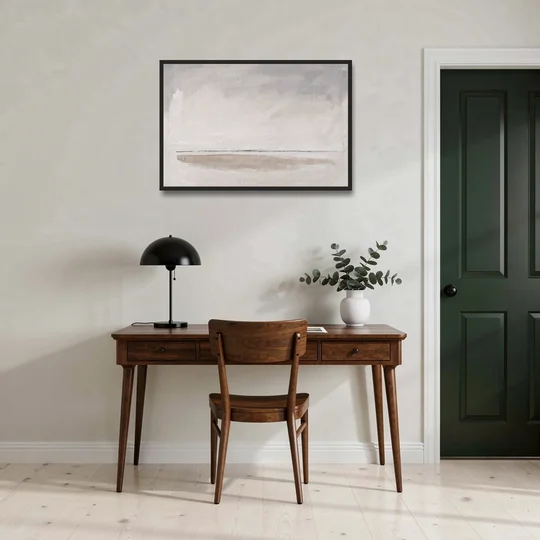 Nordic Wall Art Driftwood Band Under Sea Fog - Black Framed Canvas Wall Art - Office - 36x24