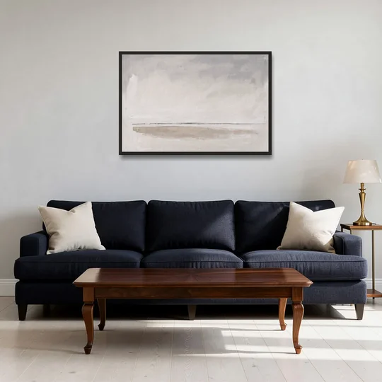 Nordic Wall Art Driftwood Band Under Sea Fog - Black Framed Canvas Wall Art - Sofa - 36x24