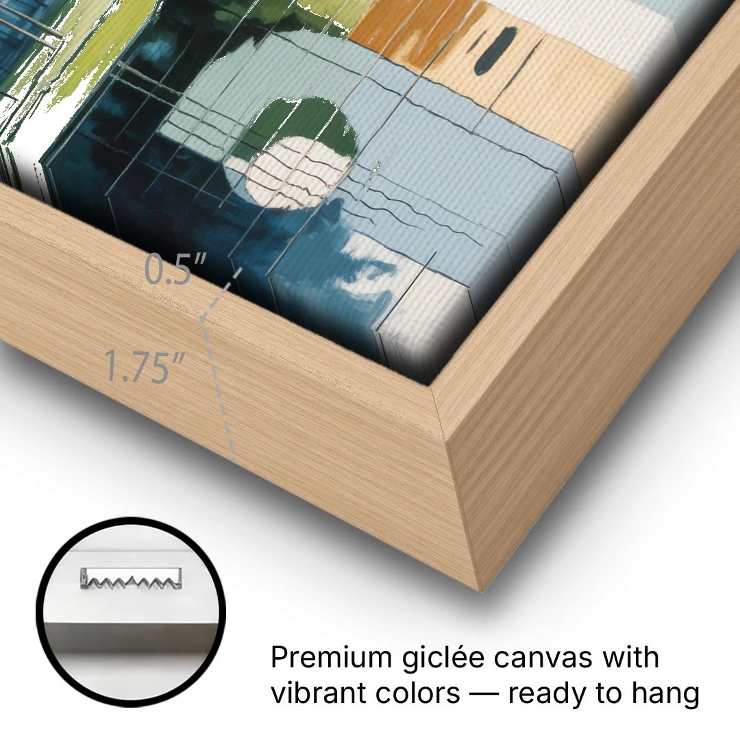Nordpark Serenity - Oak Framed Canvas Wall Art - Gallery Wrap Corner