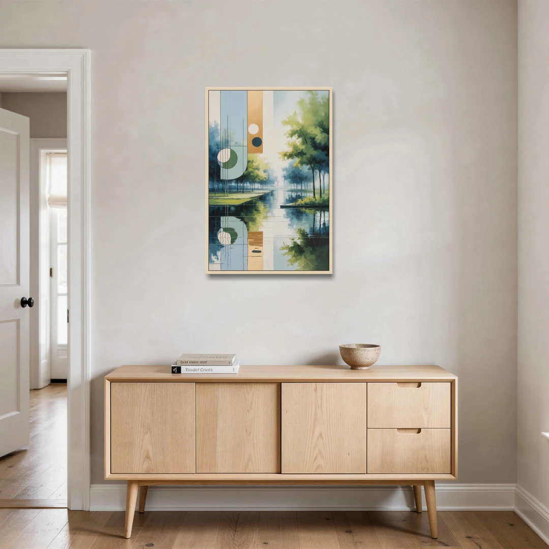 Nordpark Serenity - Oak Framed Canvas Wall Art - Coffee Table - 24x36
